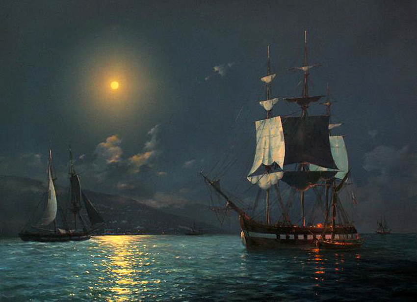 Ночь корабль море